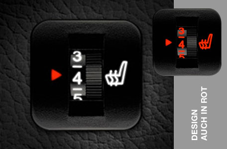 Carboset Quadro Nachtdesigns: Schalter in weiß oder rot erhältlich.